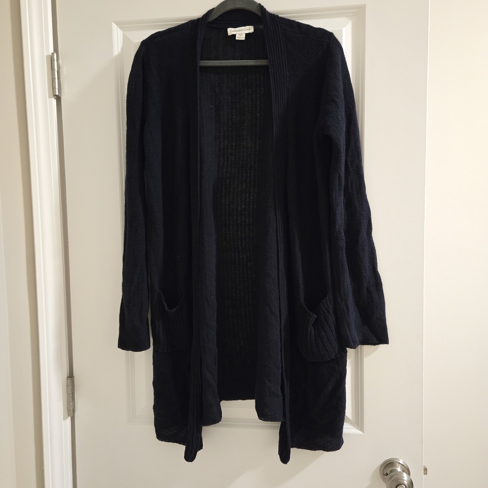 Coldwater Creek Navy Open Front Cardigan